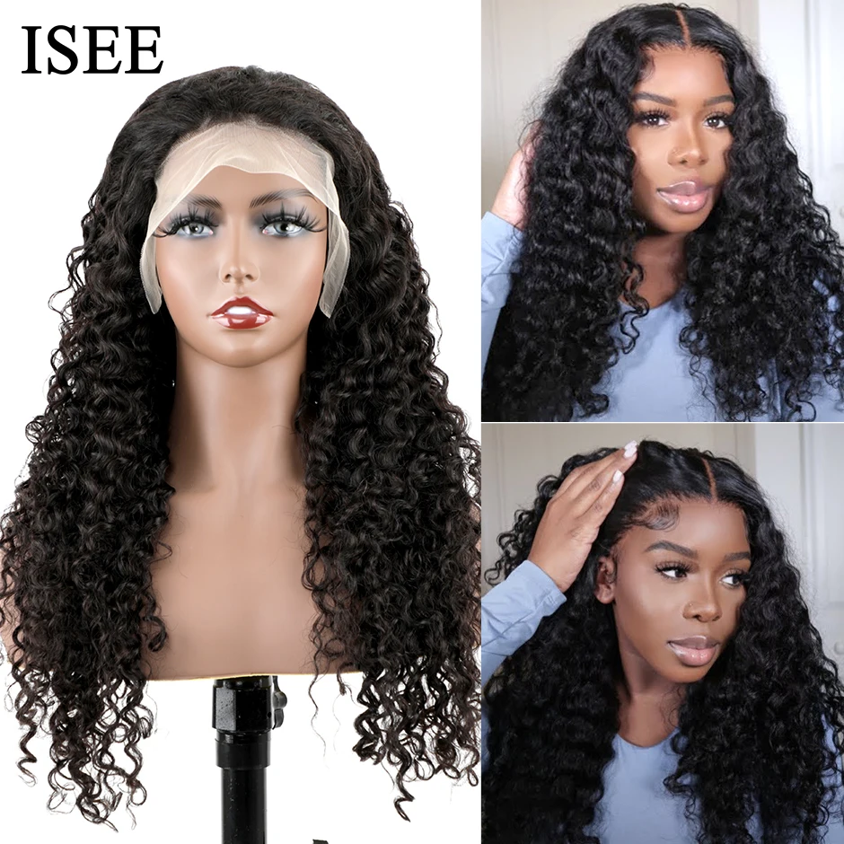 ISEE Wear Go Wig Бразильские глубокие волны Предварительно отбеленные узлы 13x4 Парики шнурка 6x4 HD Бесклеевые предварительно выщипанные человеческие парики Готовые к работе