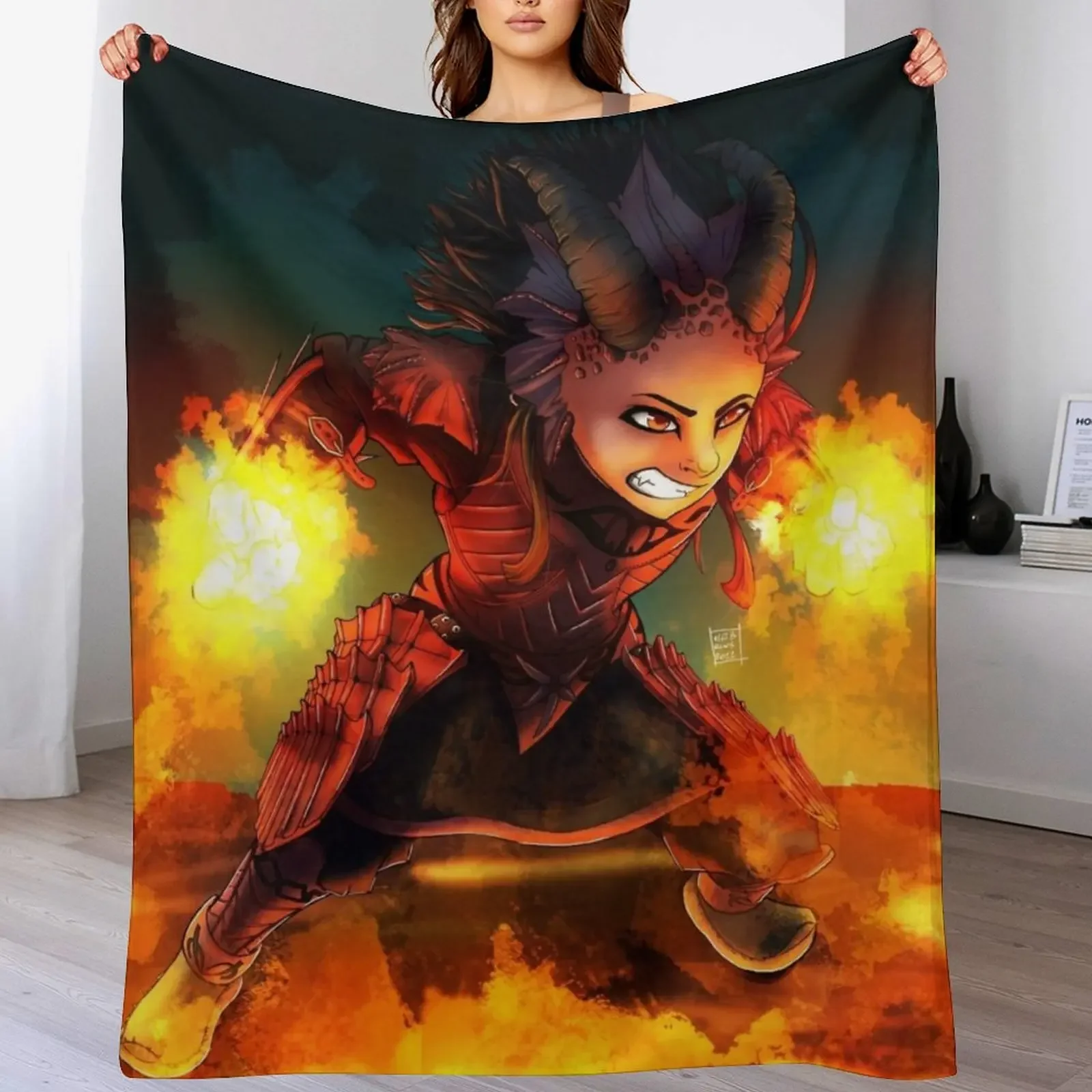 

Efreet the Daraco of Fire Throw Blanket Compact Warm Blanket for Car Road Trip
