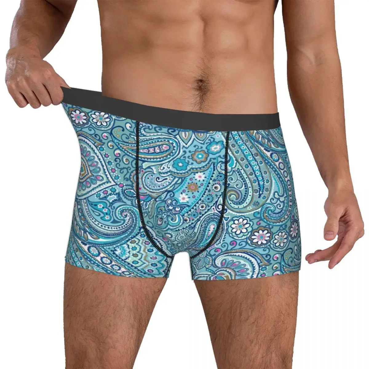 Caleçon Respirant avec Dessin Paisley pour Homme, Sous-Vêtement Masculin, Short Imprimé, Boxer