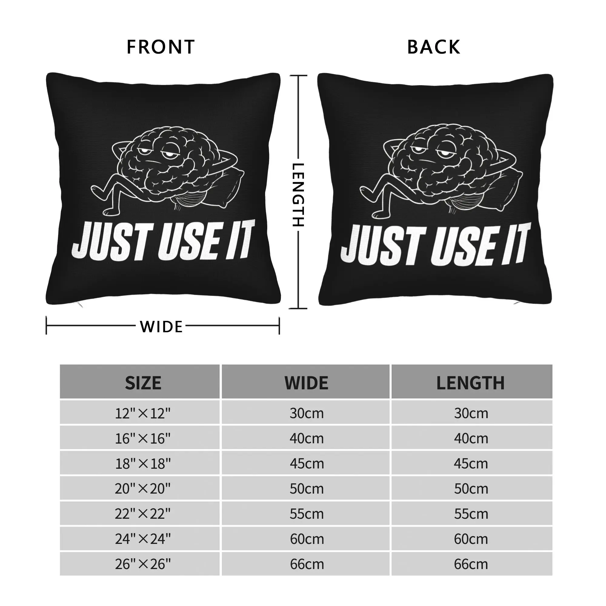 Just Use It Lazy Brain   Square Pillow Cases  Cushion Covers Awesome Zipper Decorative Pillowcase for Home 45*45cm