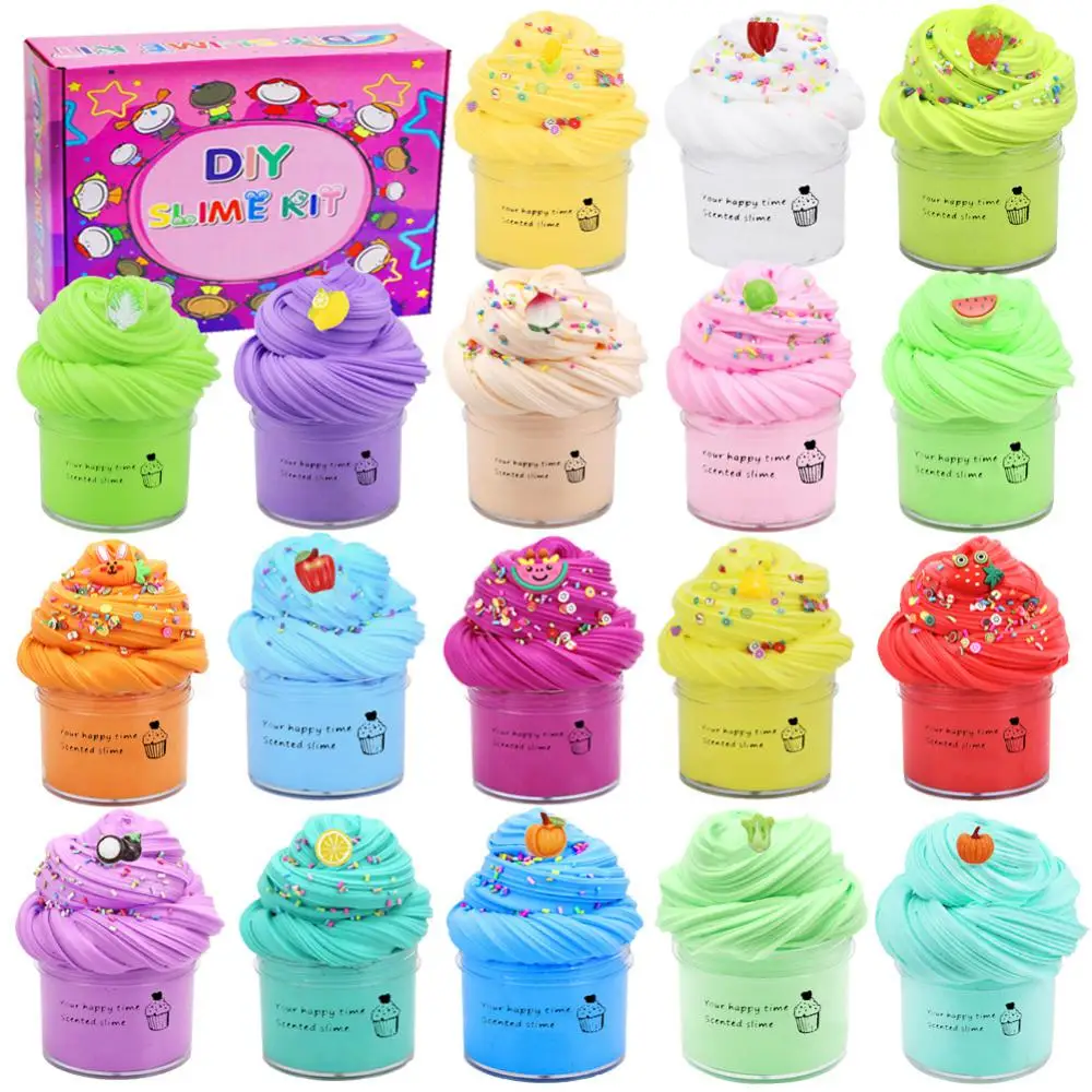 12 Slime Cotton Mud Puff Gum Toy Education Creativity Toys Soft Charms Rainbow Clay Kawaii Slime Party Toy for Kids Gift