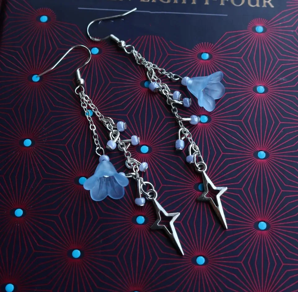 Handmade morning glory drop earrings, Shadowheart-inspired Earrings from Baldur's Gate 3