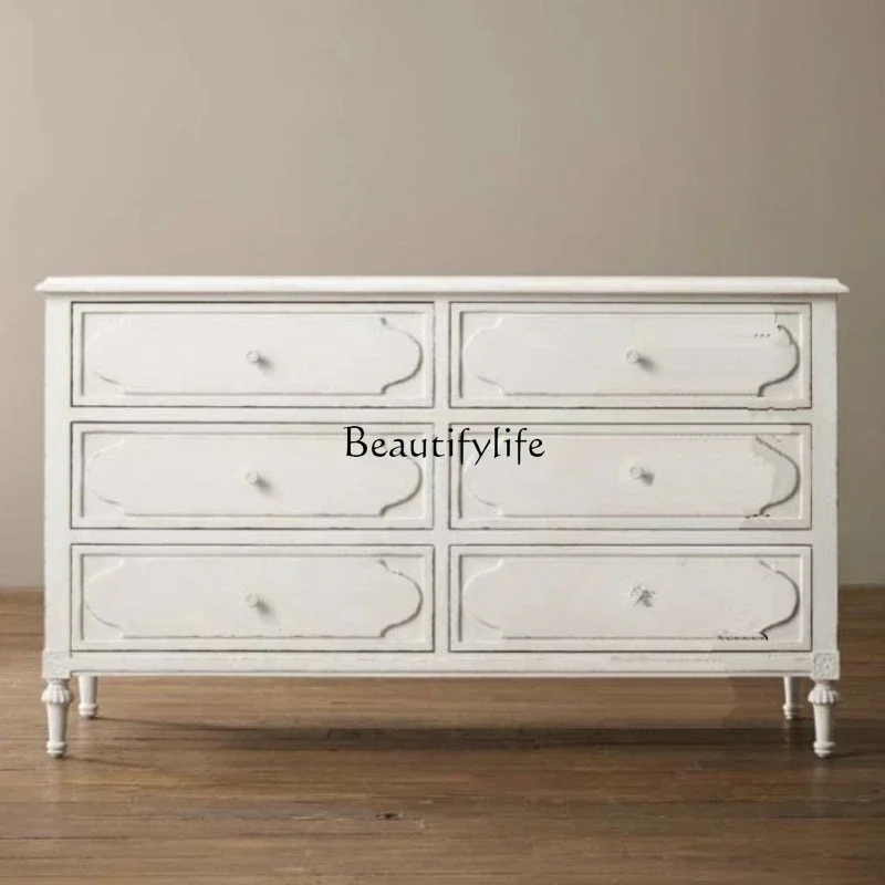 

FG10*Living room multi-functional decorative cabinet American country solid wood TV bedroom storage chest