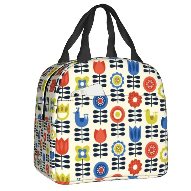 Flowers Orla Kiely Vintage Insulated Lunch Bag for Abstract Scandinavian Thermal Cooler Bento Box Office Work School