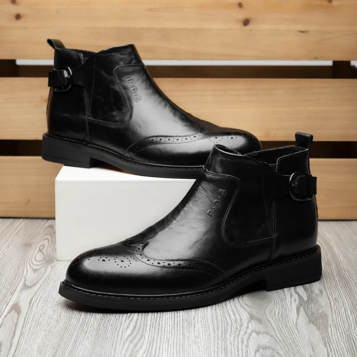 Zapatos de cuero informales para hombre, botas cortas de moda retro, 231130