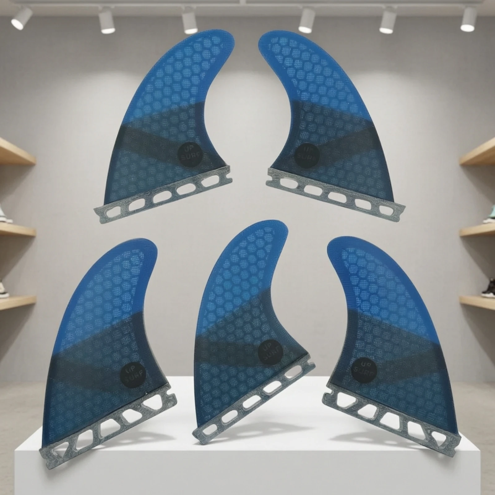 5 Pieces Honeycomb Surfboard Fins Performance Fins with Honeycomb Pattern Thruster Fin Set Ultralight Controlled Flex