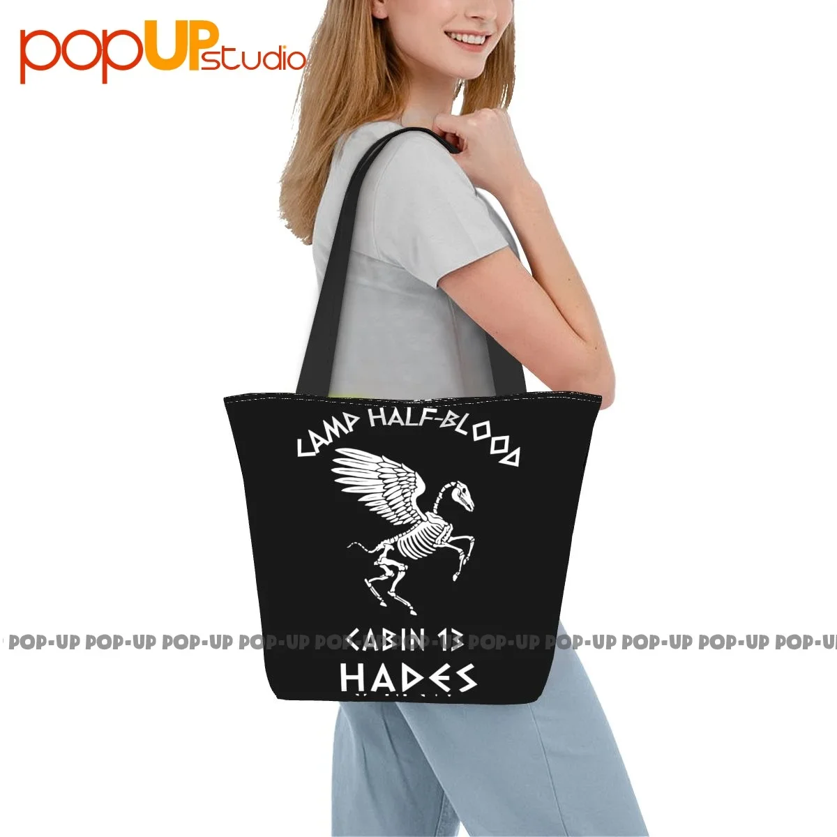 Cabin 13 Camp Half Blood Skeleton Hades Percy Jackson Olympians Boy Handbags Casual Shopping Bag Supermarket