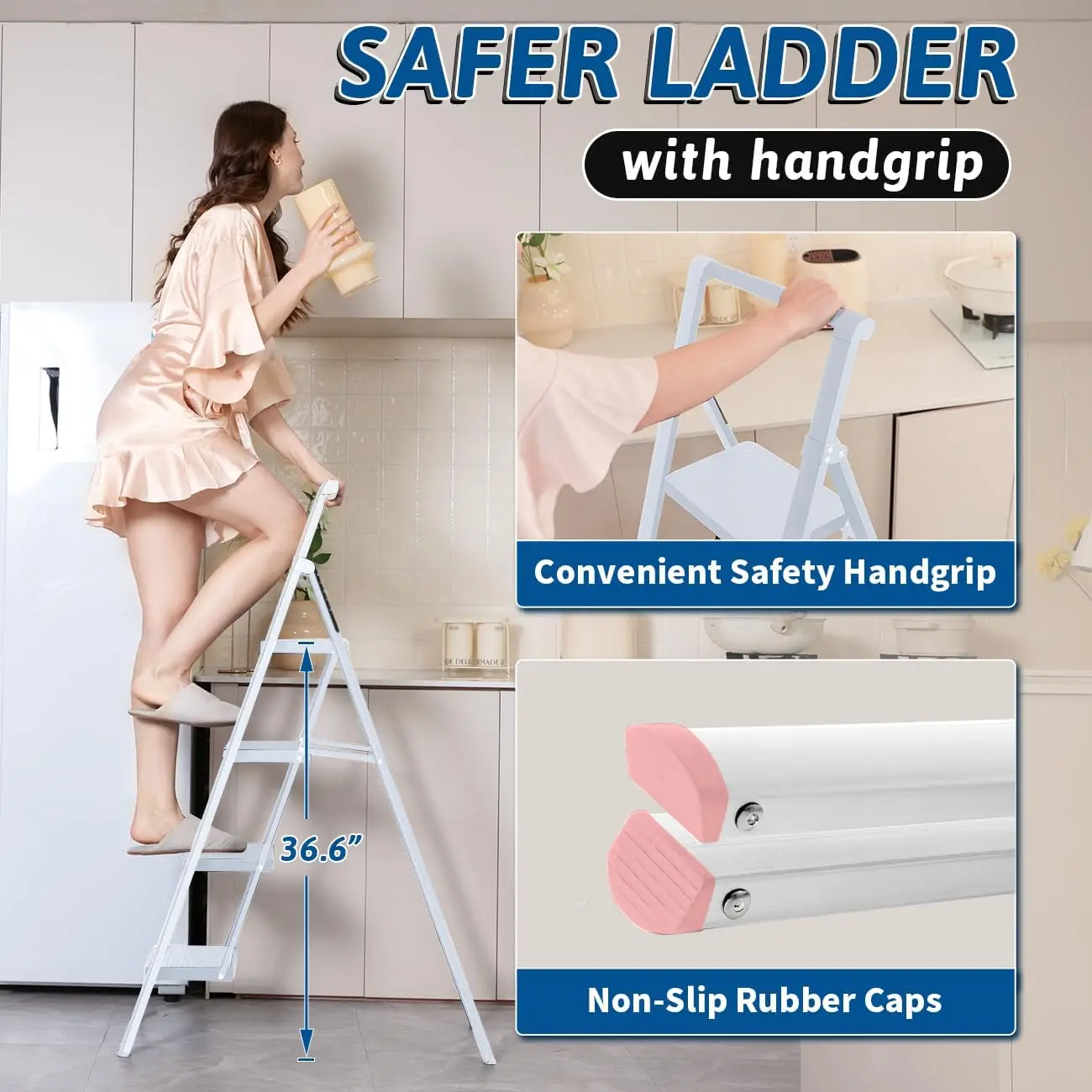 Handy ladder with kit for more secure 330 lb load 4 ladder folding step stool, small sturdy ladder