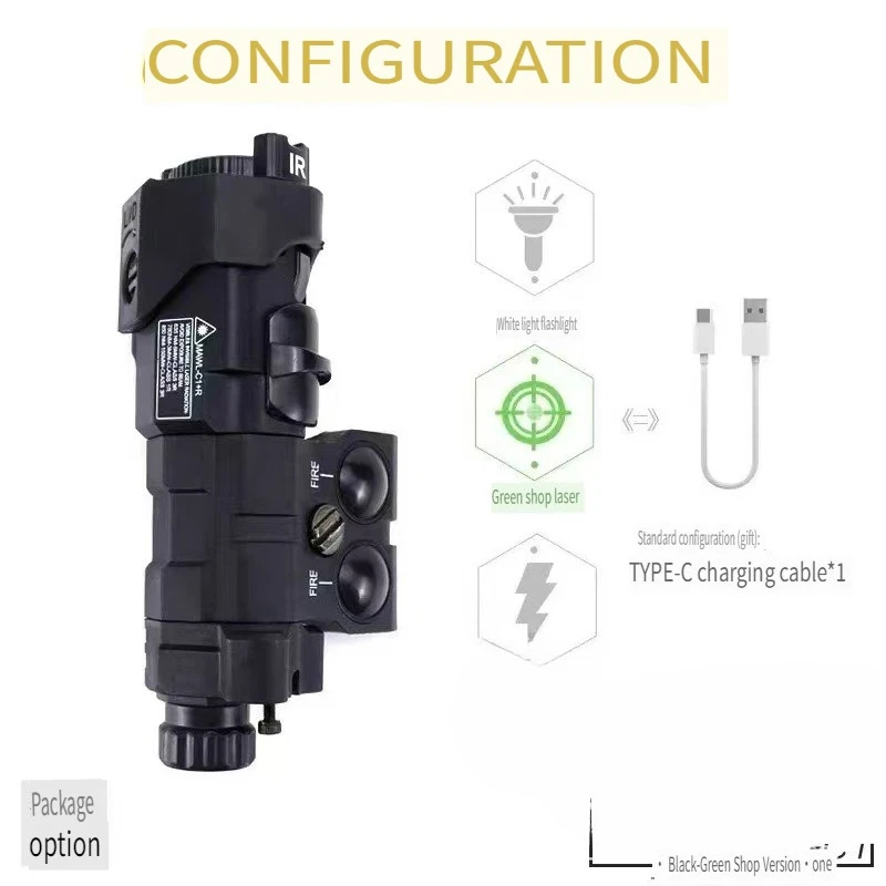 Multifunctional Tactical Flashlight with Red Green Light, Outdoor Game Toy Universal Replacement Accessories