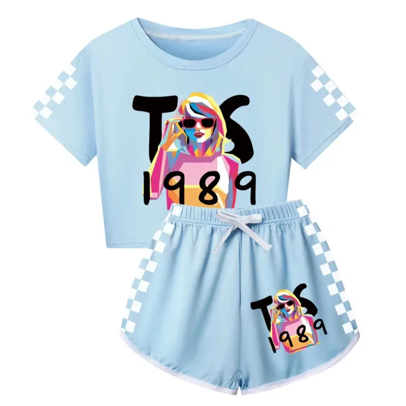 Nuevo 2025 trajes de verano para niñas, camiseta deportiva para niños, pantalones cortos, conjunto de 2 piezas, ropa para niños, trajes cómodos eqs9X