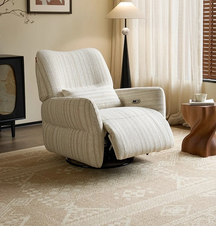 

Single Sofa Cotton Linen Multifunctional French Cream Style Rocking Small Apartment Electric Fabric Recliner