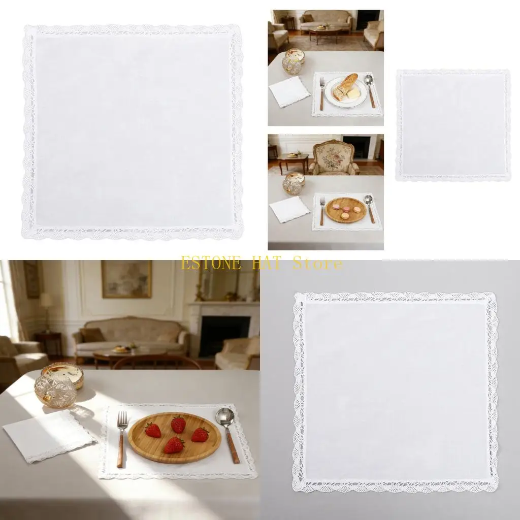 

49MF носовой платок унисекс белого цвета с нежным кружевным дизайном подходит в качестве украшения нагрудного платка для случаев