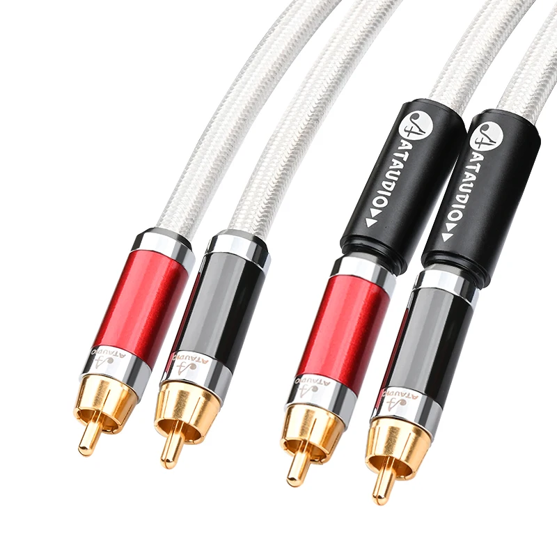ATAUDIO Hifi RCA Audiokabel Hi-End Kupfer und Silber Mixed Core 2RCA Stecker auf 2RCA Stecker Klinke Professionelles Kabel für Verstärker CD 3