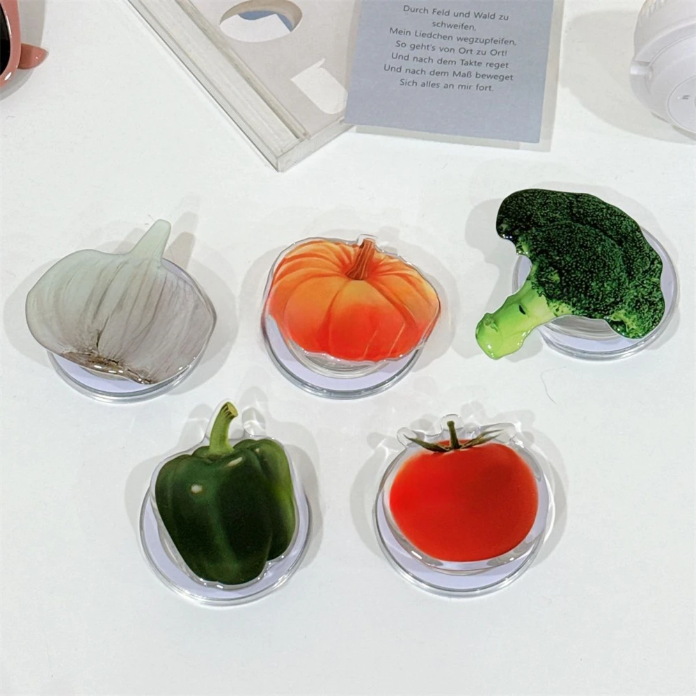 Korean Cute Cartoon Food Pumpkin Broccoli Magnetic Phone Griptok Grip Tok Holder For iPhone Magsafe Braceket Stand Support Ring