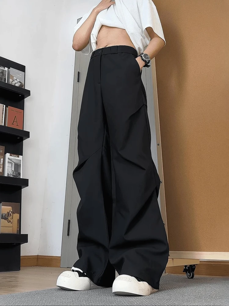 

Bla Ice Silk Parachute Pants Men's Summer Thin Qui Dry Straight Leg Micro Flared Casual Trousers Faionable Loose Fit