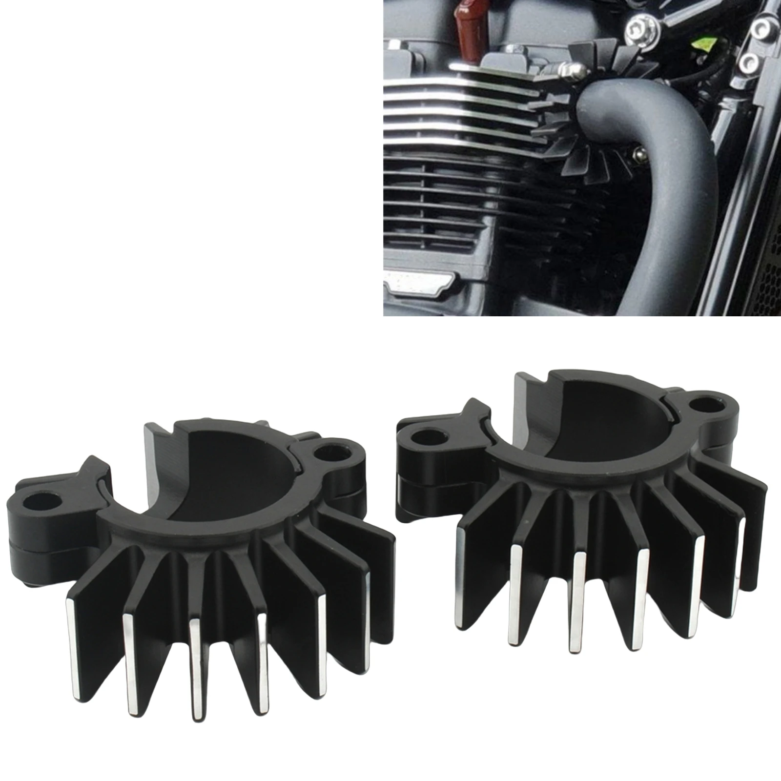 

For TRIUMPH BONNEVILLE BOBBER T120V SCRAMBLER 1200 XC/XE CUP/SCRAMBLER/Twin Finned Exhaust Pipe Head Heat Sink Fixing Clips