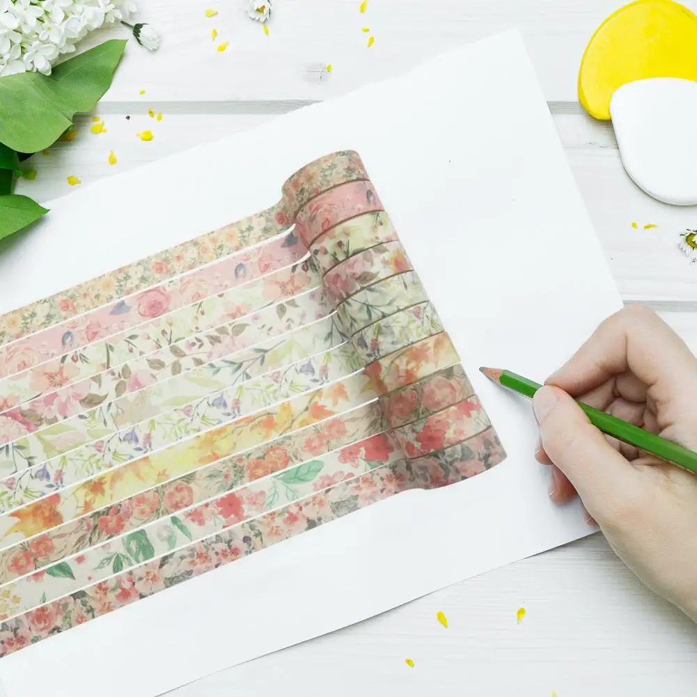 Cinta Washi con estampado Floral para álbum de recortes, 20 rollos, Bloc de recortes de primavera, diarios, planificadores, Diy