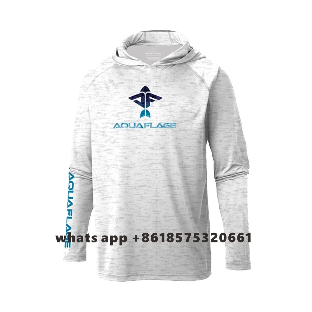 Aquaflage-Sudadera con capucha de rendimiento para hombre, ropa de pesca de secado rápido, manga larga, Camuflaje Pro, equipo de pesca, protección Upf 50, Verano