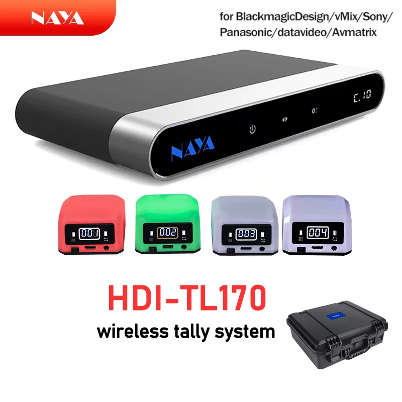 

Naya Wireless Tally System HDI-TL170 4/6/8 Tally Light 2000m Transmission Distance For Sony Blackmagic Design Avmatrix Switcher