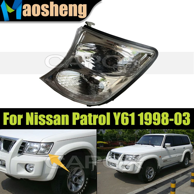 

Автомобильная фара, указатель поворота, угловой светильник без лампы для Nissan Patrol Y61 1998-2003, угловая лампа