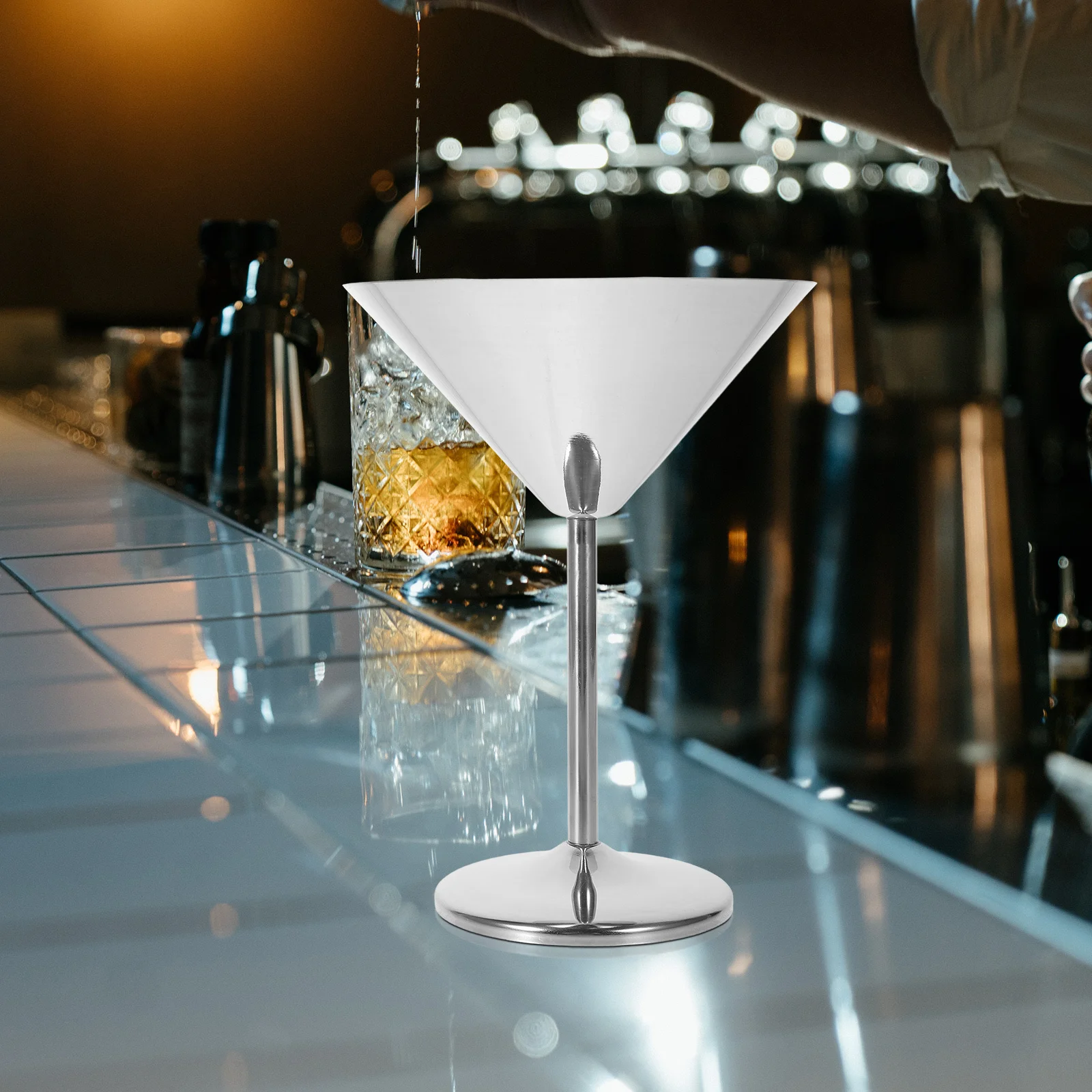 

Stainless Steel Martini Cocktail Goblet Wine Glasses High Foot Stable Red Wine Cup Party Bar Use Serving Glass