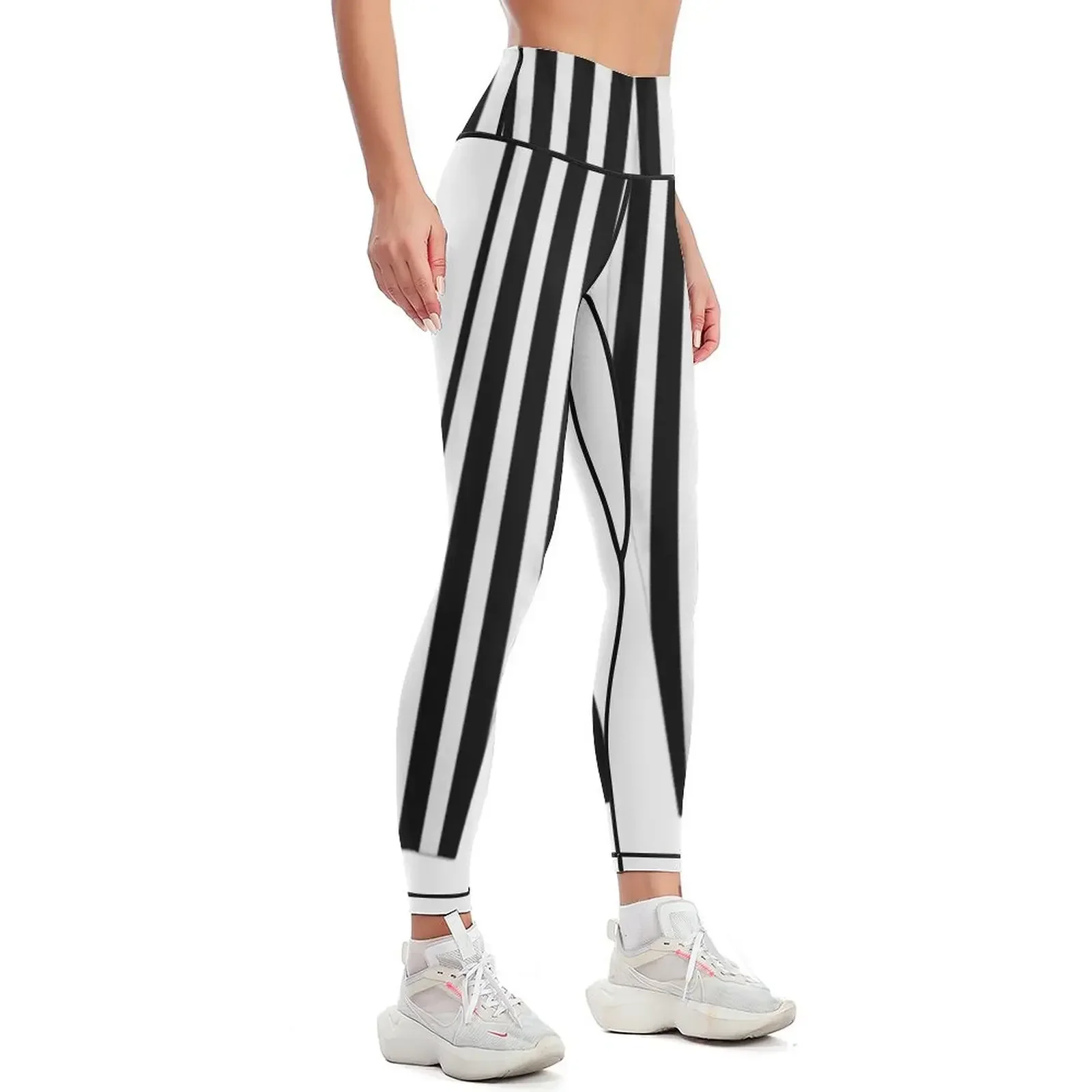 Black & White Large Vertical Stripes Leggings harem pants gym clothing sporty woman gym sportswear for gym Womens Leggings