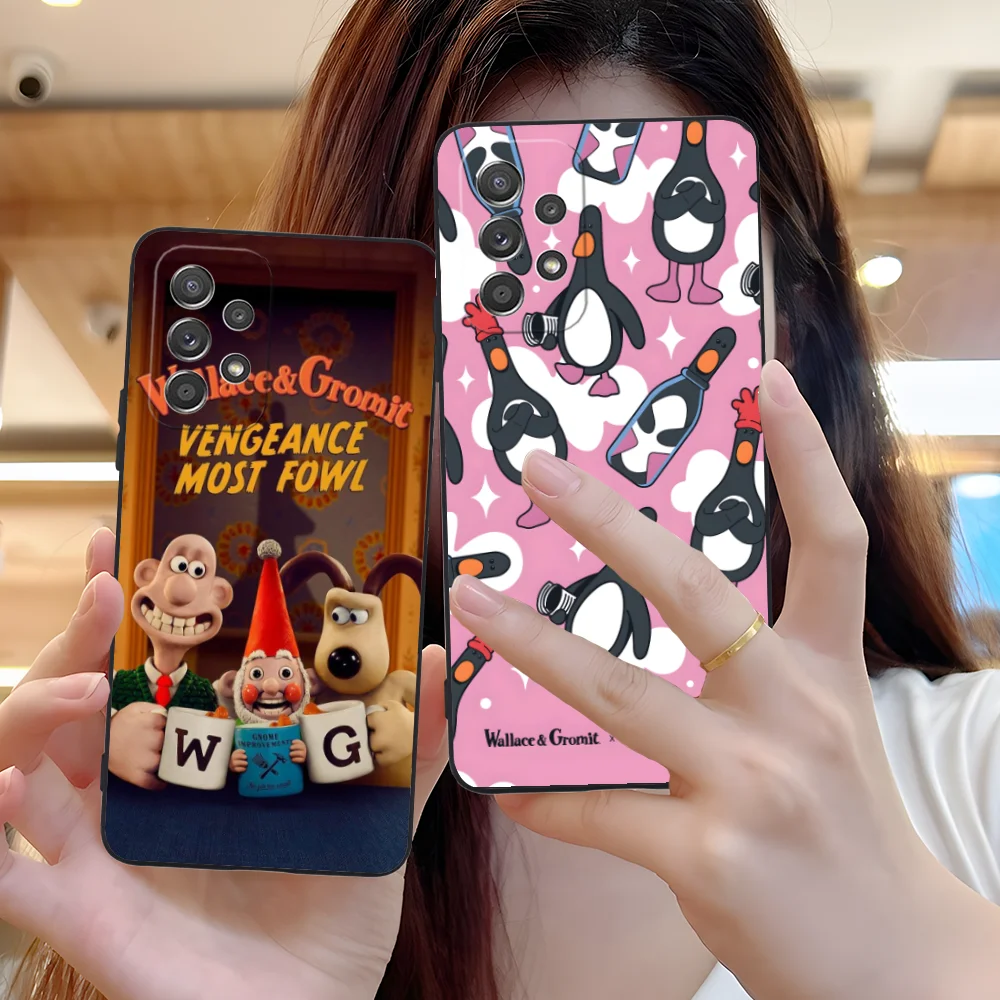 Wallace Gromit Phone Case for Samsung Galaxy A73 72 71 70 55 54 53 52 35 34 32 23 14 13 5G Black Smartphone Cover Cellphones