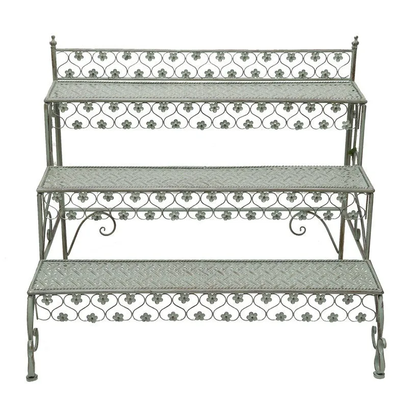 Wrought iron ladder flower stand one-piece three-layer square folding pot room outdoor balcony garden courtyard high-end storage