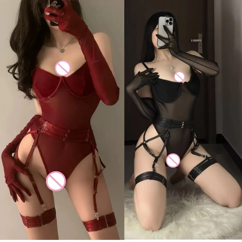 

Sexy Lace Garter Lingerie Set Hot Women Bondage Underware Open Bra Role Play Bodysuit Erotic Sets Onlyfans OutfitExotic Tight