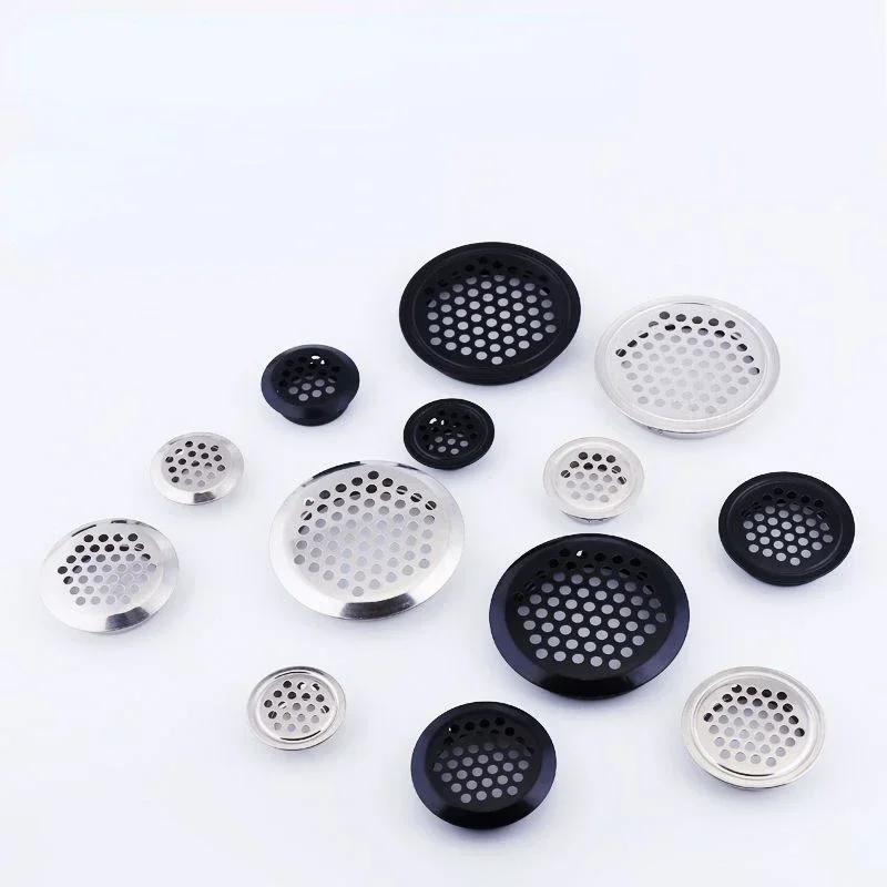 Conducto de aire redondo para armario, 10 piezas, diámetro de 19mm-53mm, rejilla de acero, agujero de malla, enchufe de decoración, cubierta,
