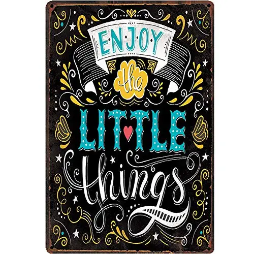 

Original Retro Design Enjoy Little Things Tin Metal Signs Wall Art | Thick Tinplate Print Poster Wall Decoration