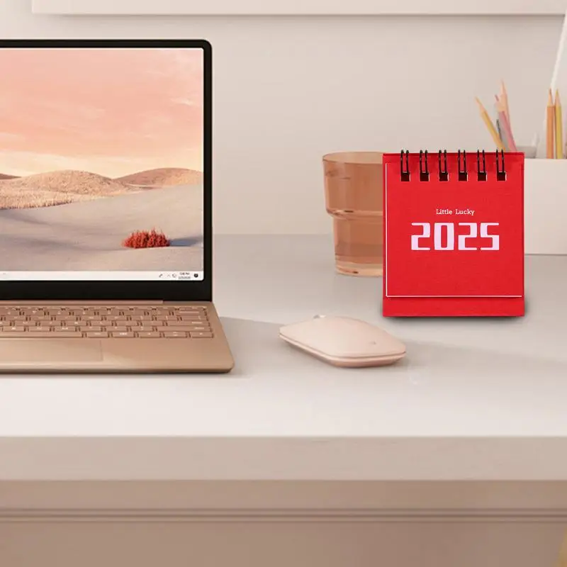 Calendario de pie para decoración de escritorio, almohadilla de notas pequeña para el hogar y la escuela, 2025
