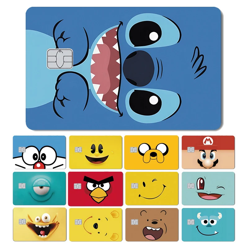 Funny Cute Anime Cartoon Face Game Monster Matte Front Skin Sticker Cover Film for Credit Bus Debt Bank Card