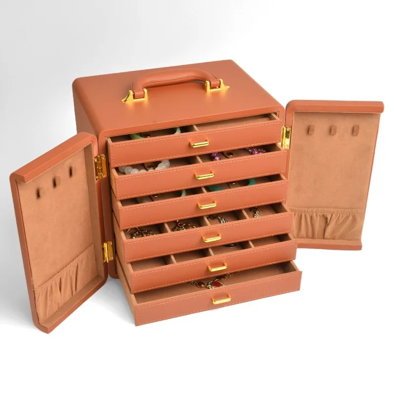 Large Capacity Women Jewelry Box Handheld Drawer Jewelry Boxes Detachable Multifunctional Bracelet Necklace Organizer Cases