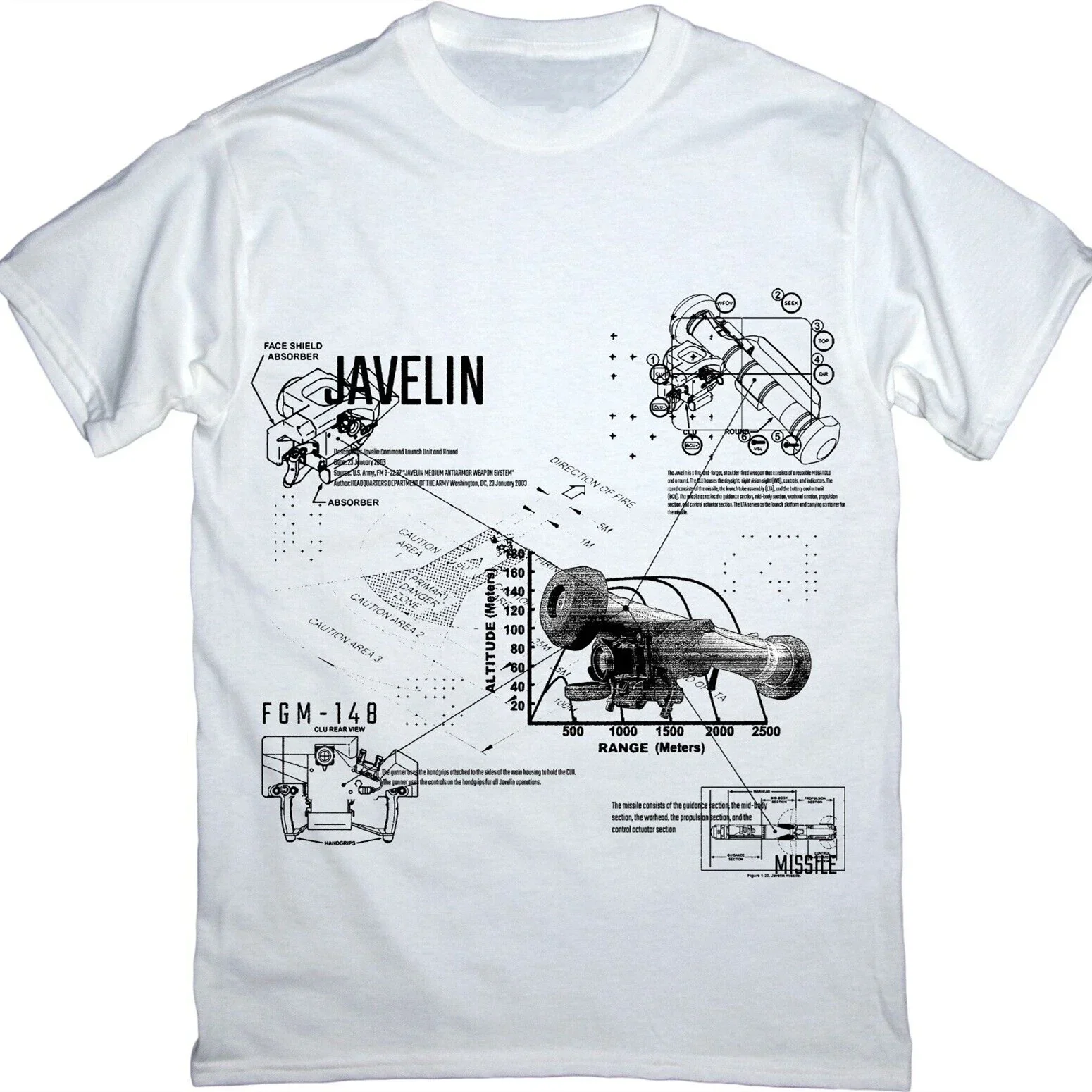 Funny Javelin Blueprint Cool Fashion Ukraine Tees Men's 100% Cotton Casual T-shirts Loose Top Size S-3XL