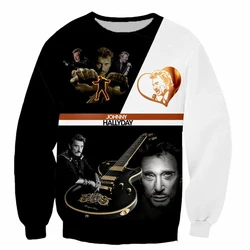Rock French Johnny Hallyday Sweatshirts 3D Print Unisex Pullover Hoodies Long Sleeve Crewneck Streetwear Hoody Sudaderas