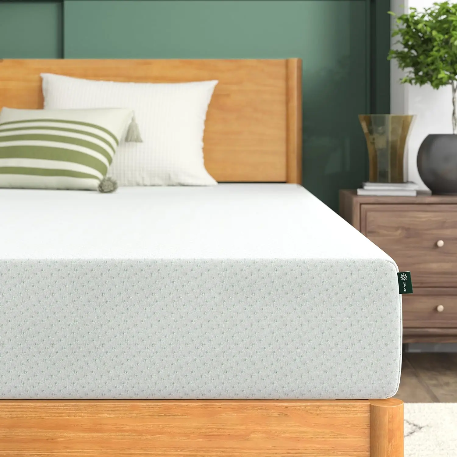 8 Inch Green Tea Memory Foam Mattress, Queen, Fiberglass Free, Patented Custom Contour Support, Sturdy Base Foam,