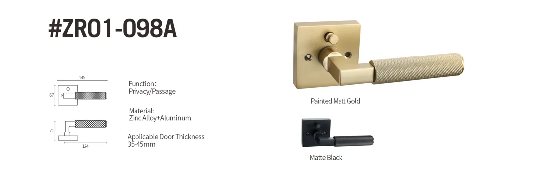 Viladepot Privacy Door Handle Keyless Reversible Door Lock Hardware Door Lever Bedroom Bathroom Left&Right Door Knob