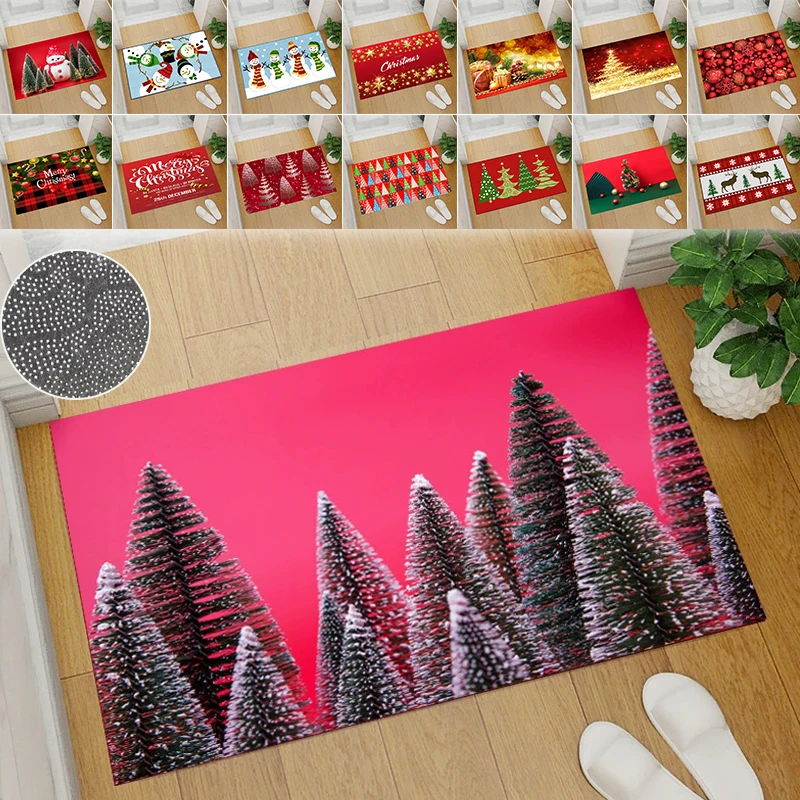 

2025 Red Christmas Outdoor Doormat Welcome Doormat Washable Non-slip Rubber Backing Absorbent Bathroom Mat Коврик Для Ванной