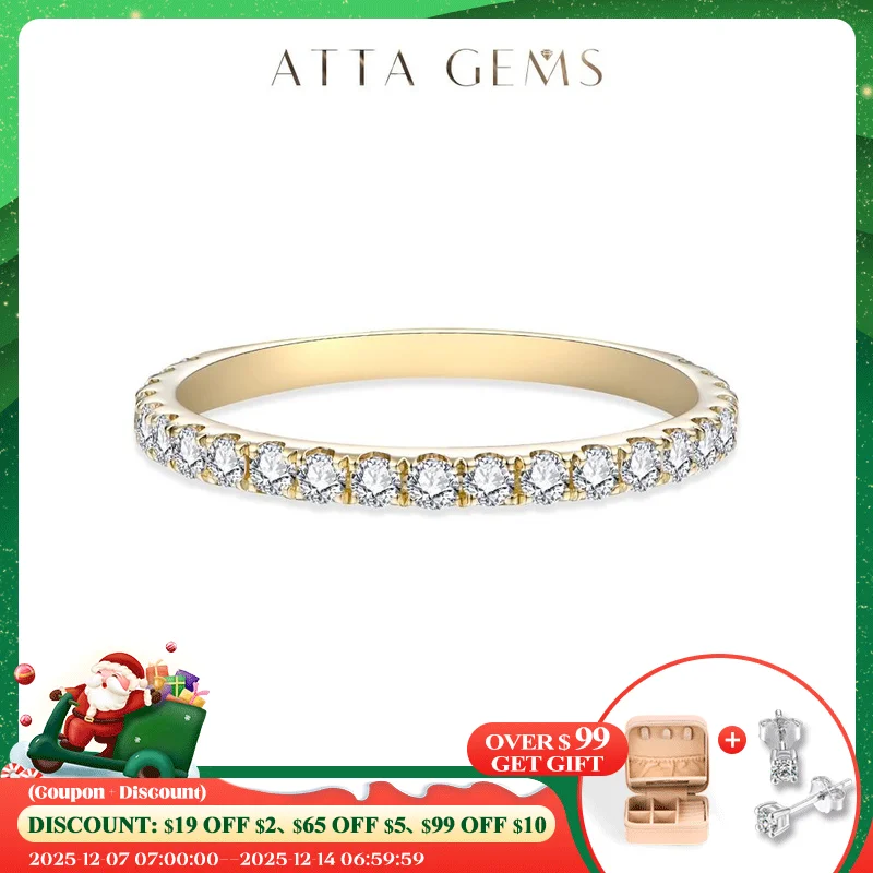 

ATTAGEMS Moissanite Rings for Women Solid 18K 14K 10K Yellow Gold Pass Au585 Diamond Tester for Engagement Wedding Band Gifts