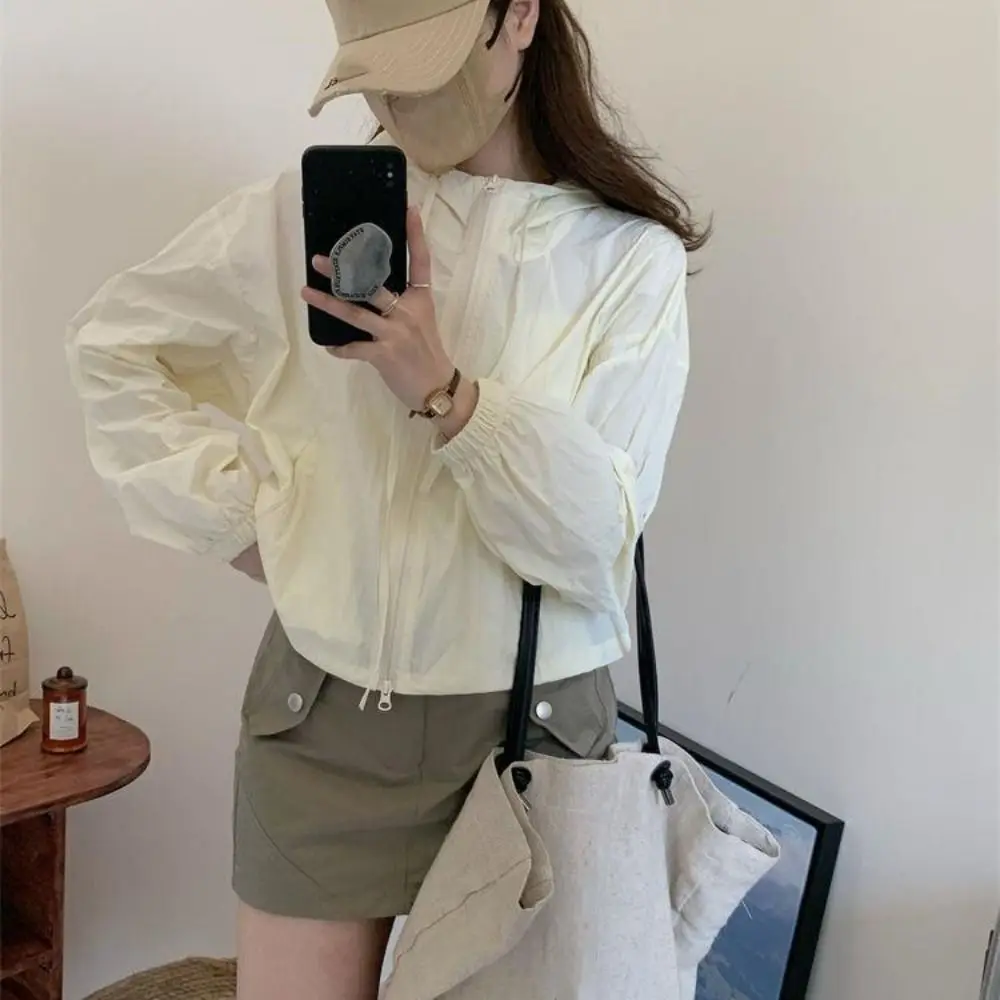 Drawstring Sun Protection Clothing Anti-UV Long-sleeved Quick Dry Jackets Women Korean Style Long Sleeve Sunblock Clothing Coat