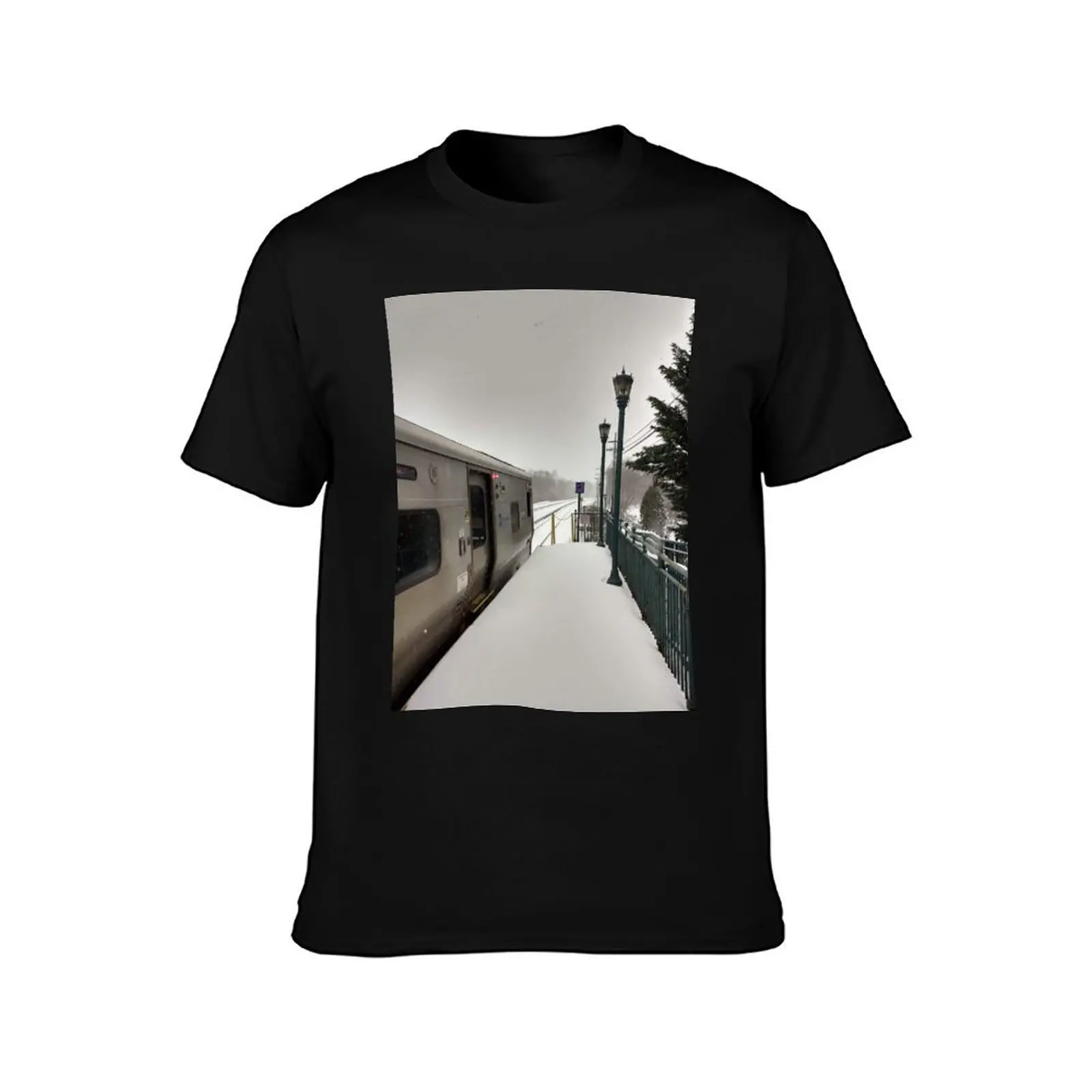 Snow Station T-Shirt Summer Casual Cotton Tee Oversized Streetwear Tops Vintage Graphic Print Loose Fit Short Sleeve