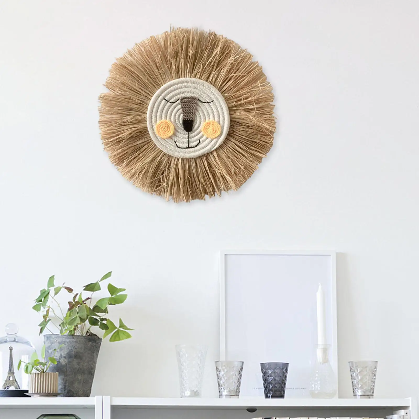 Straw Wall Hanging Decor Rattan Tapestry for Home Children Room Ornament