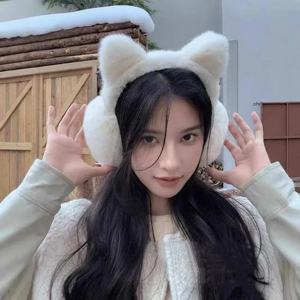 Penutup Telinga Hewan Lucu untuk Musim Dingin, Penghangat Telinga Luar Ruangan, Headband Bulu Lembut, Penghangat Telinga Lipat, Penutup Telinga, Hadiah