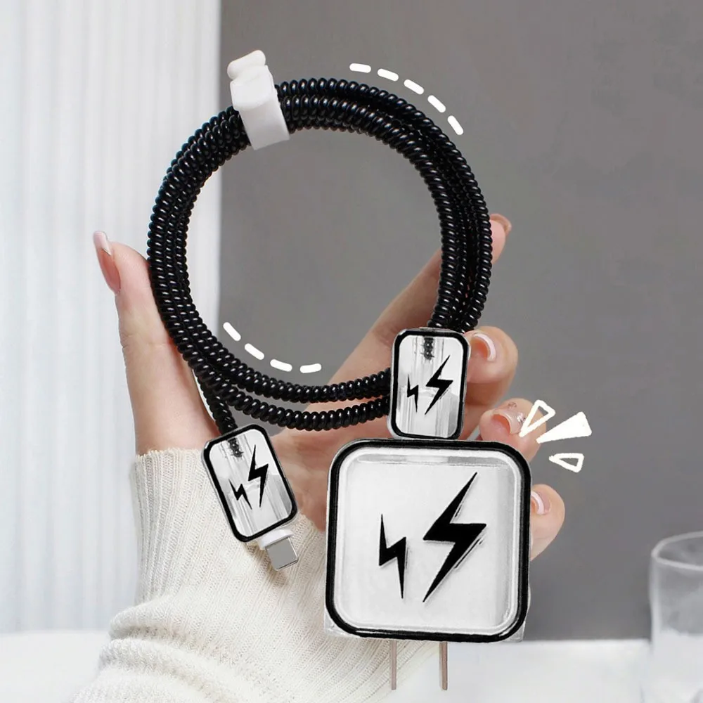 For iPhone Charger Adapter 18W 20W Dustproof Protector Cover Data Cable Winder Kit Anti Scratch Chargers Plug Cover Case