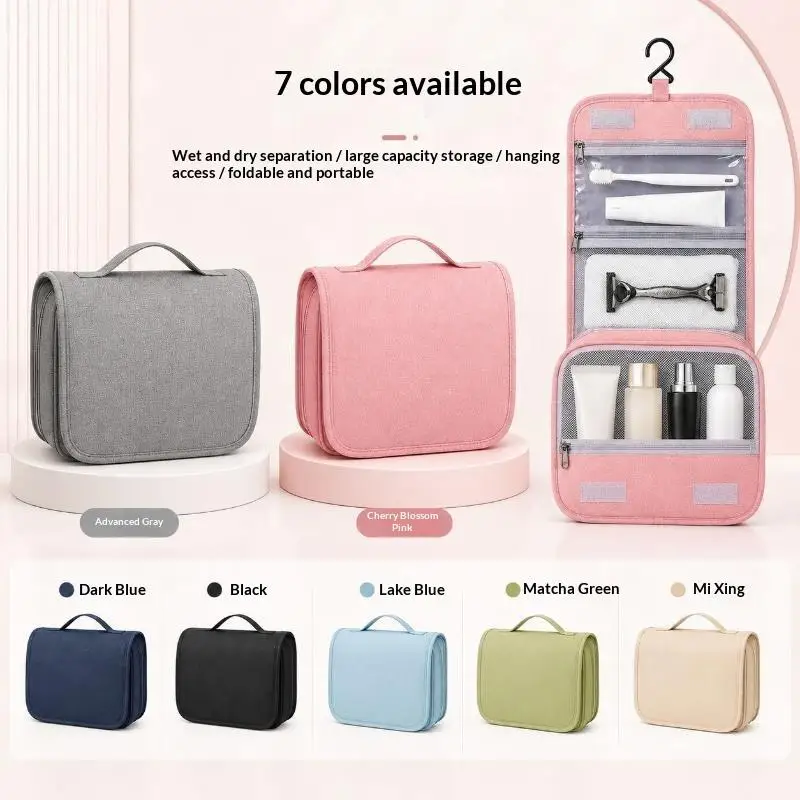 Wasserdichte Hängetoilettentasche mit Nass-Trocken-Trennung, Große Kapazität für Reisen, Geschäftsreisen, Make-up-Organizer – Detail 6