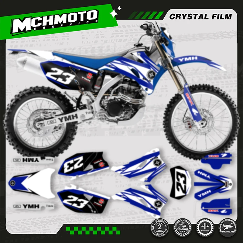 

MCHMFG для YAMAHA WRF250 2007-2013 WRF450 07-11 полный комплект мотоциклетная графика фоновая наклейка наклейки наборы номер имя на заказ