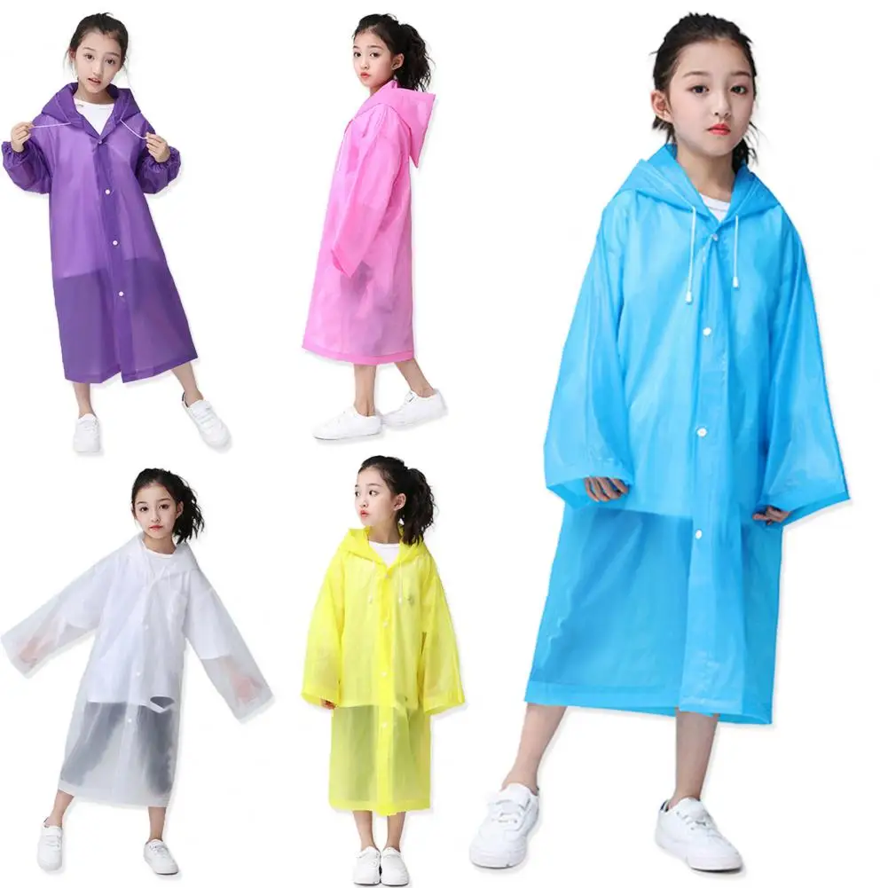 Children Raincoat Convenient Portable Drawstring Design Kids Rainwear Rainproof Long Kids Hooded Poncho Outdoor Supply 어린이 우비