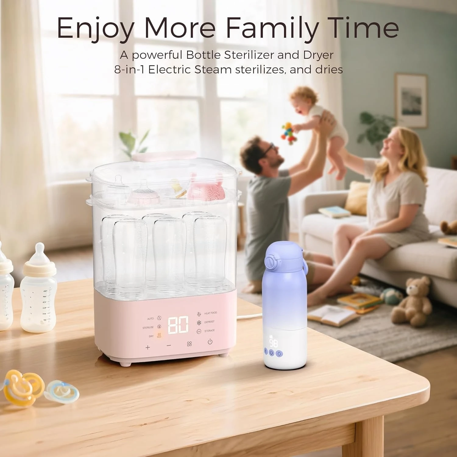 

Bottle Sterilizer and Dryer, All-in-One Electric Steam Sterilizer Bottle Sanitizer for Baby Bottles, Pump Parts Accessories