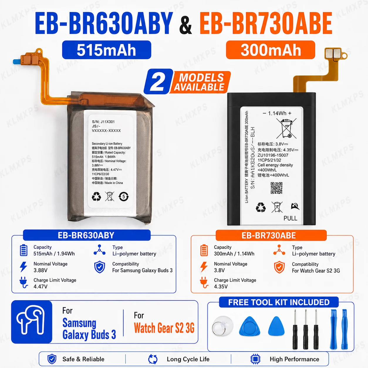 EB-BR630ABY EB-BR730ABE Battery For Samsung Gear S2 3G SM-R730A Gear Sport SM-R600 Galaxy Buds 3 Pro With Full Repair Tools
